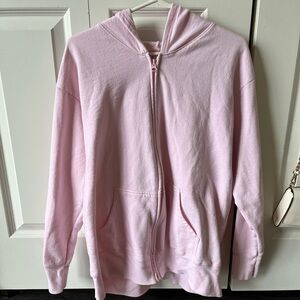 Oversized pink zip up
